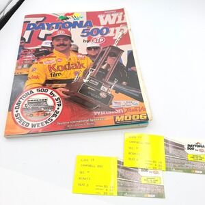 NASCAR 1992 Daytona 500 Official Program 2 Ticket Stubs Ernie Irvan Vintage Good